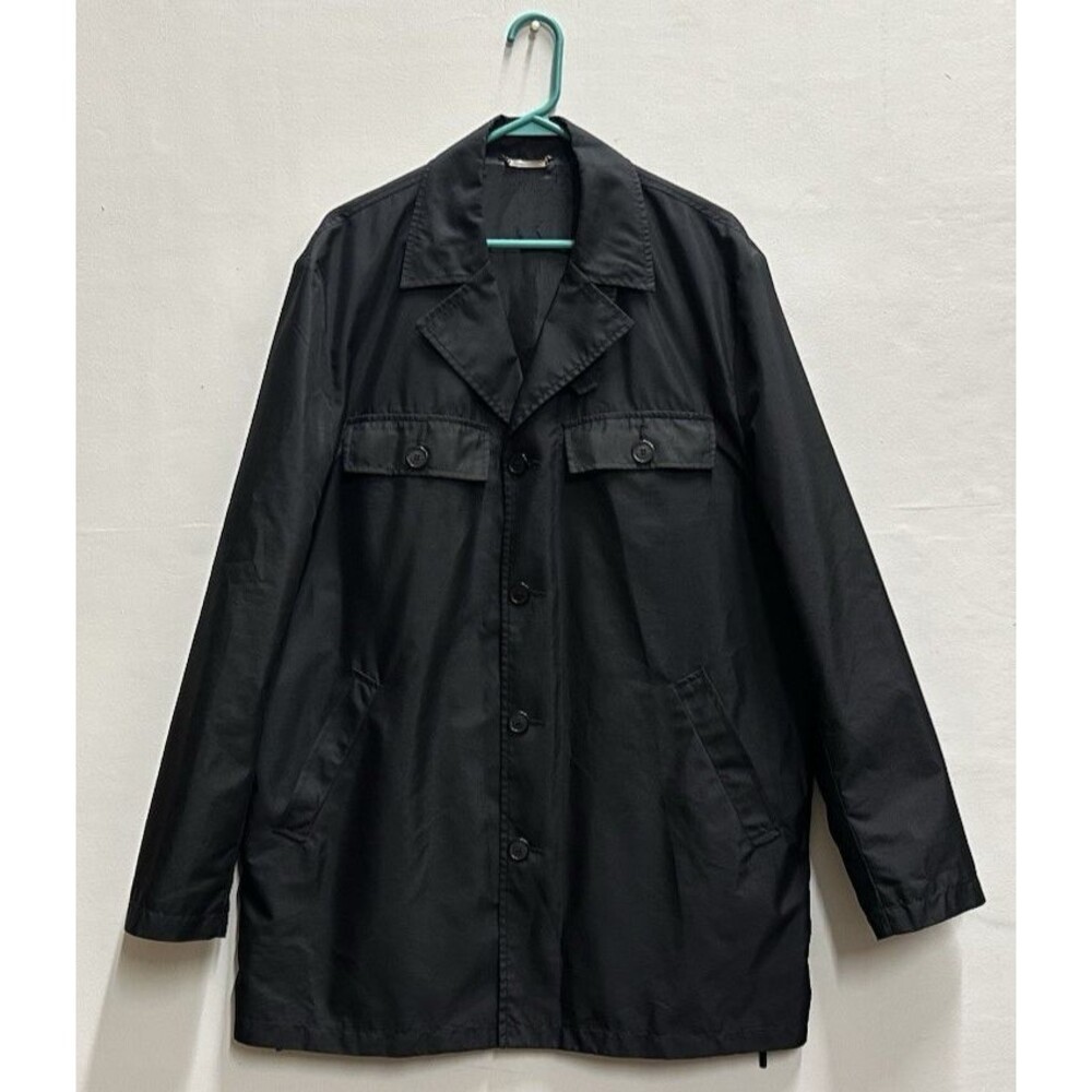 Versace classic men Italian size  52 US size XL  rare light polyester black coat